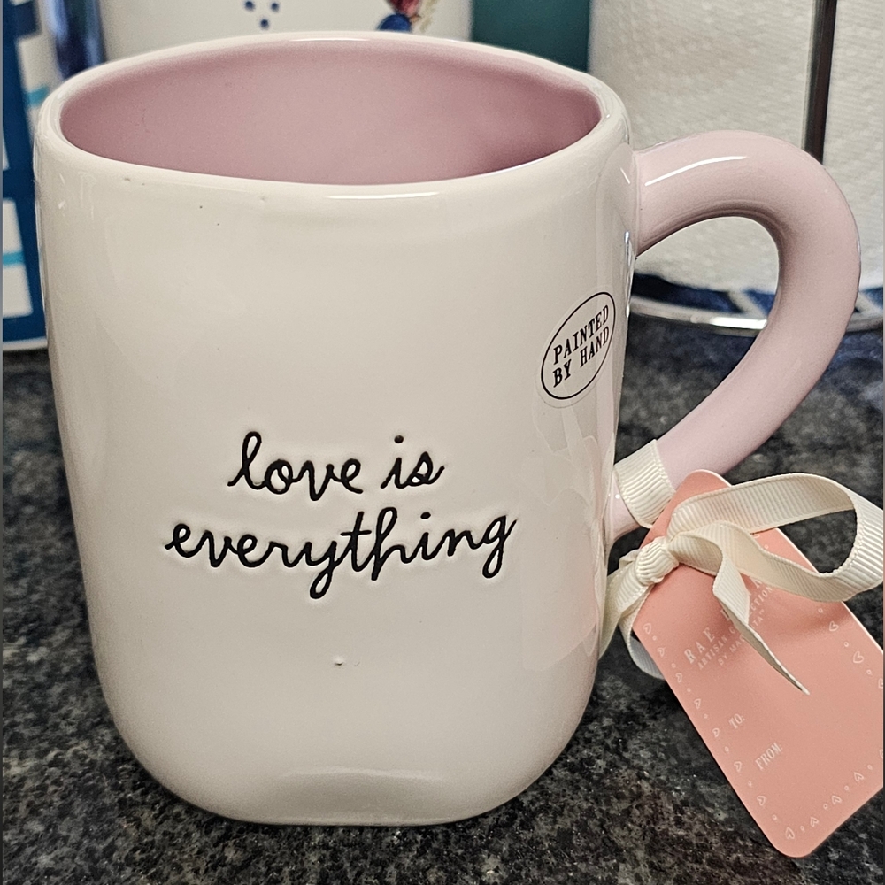 RAE DUNN Artisan Collection By Magenta Love Is Everything Pink and White Mug
